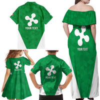 Personalized Italy Lombardy Family Matching Off Shoulder Maxi Dress and Hawaiian Shirt Inspiration Flags Style