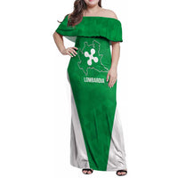 Personalized Italy Lombardy Family Matching Off Shoulder Maxi Dress and Hawaiian Shirt Inspiration Flags Style