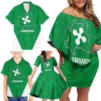 Personalized Italy Lombardy Family Matching Off Shoulder Short Dress and Hawaiian Shirt Inspiration Flags Style