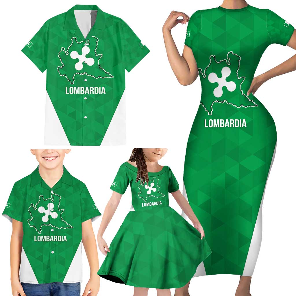 Personalized Italy Lombardy Family Matching Short Sleeve Bodycon Dress and Hawaiian Shirt Inspiration Flags Style