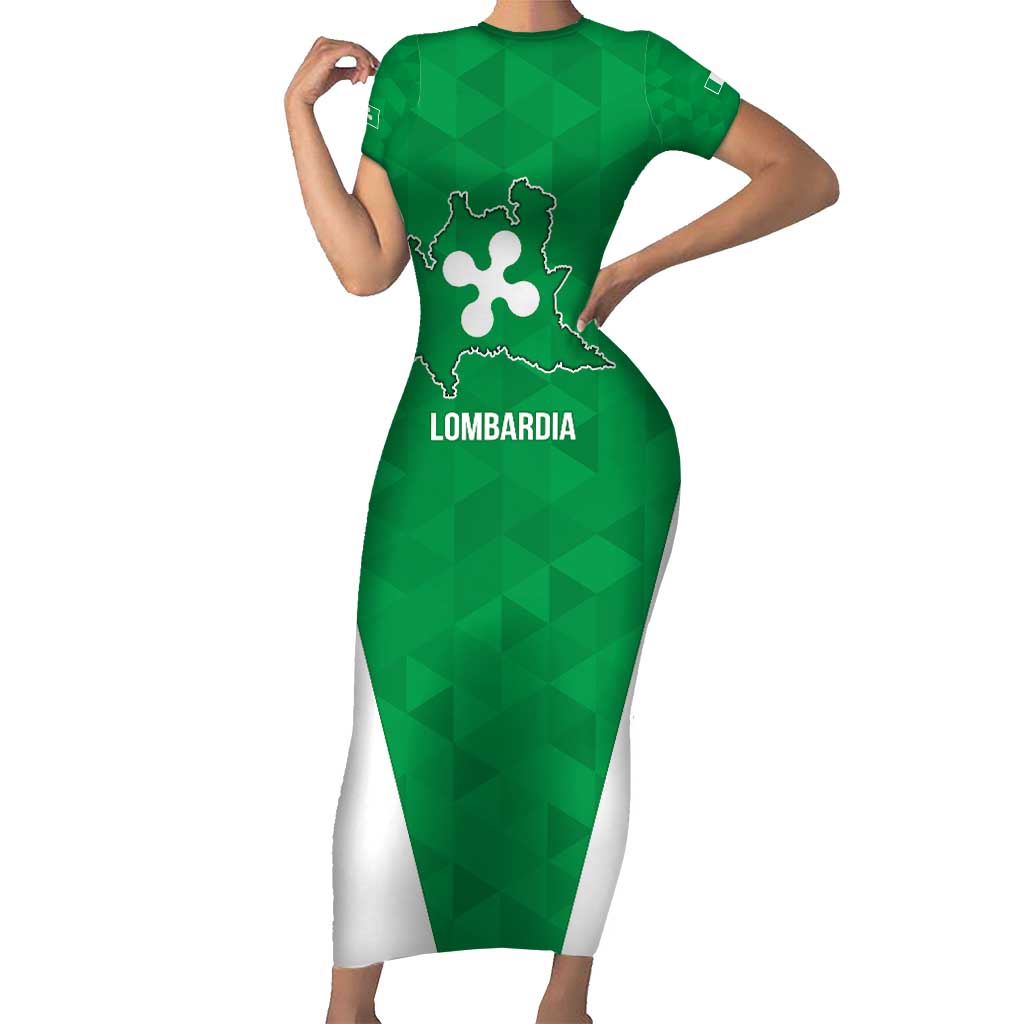Personalized Italy Lombardy Family Matching Short Sleeve Bodycon Dress and Hawaiian Shirt Inspiration Flags Style