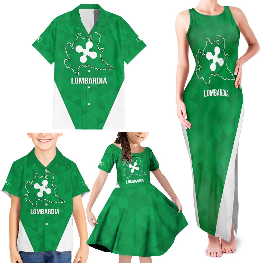 Personalized Italy Lombardy Family Matching Tank Maxi Dress and Hawaiian Shirt Inspiration Flags Style