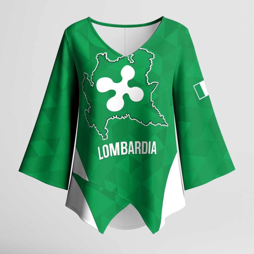 Personalized Italy Lombardy Kimono Sleeve Blouse Inspiration Flags Style - Wonder Print Shop