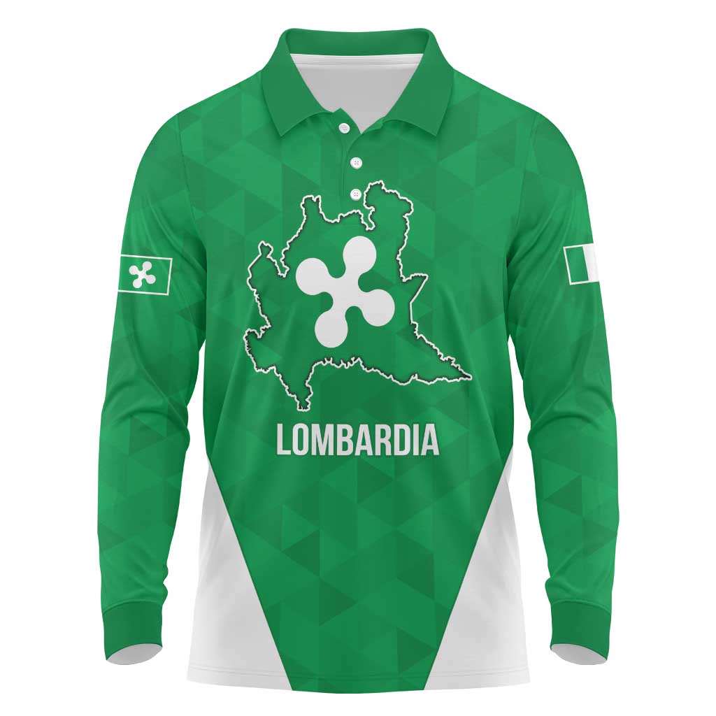 Personalized Italy Lombardy Long Sleeve Polo Shirt Inspiration Flags Style