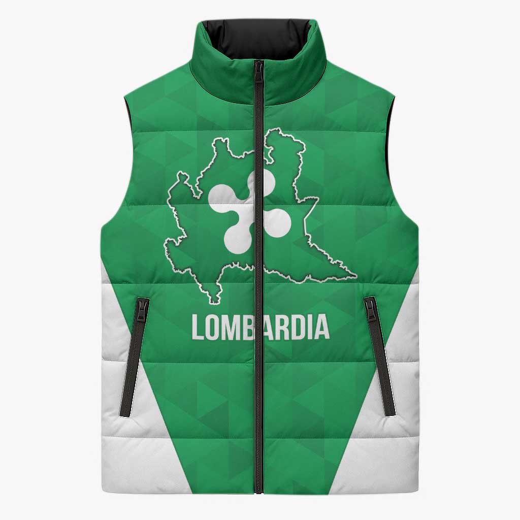 Personalized Italy Lombardy Sleeveless Puffer Jacket Inspiration Flags Style - Wonder Print Shop