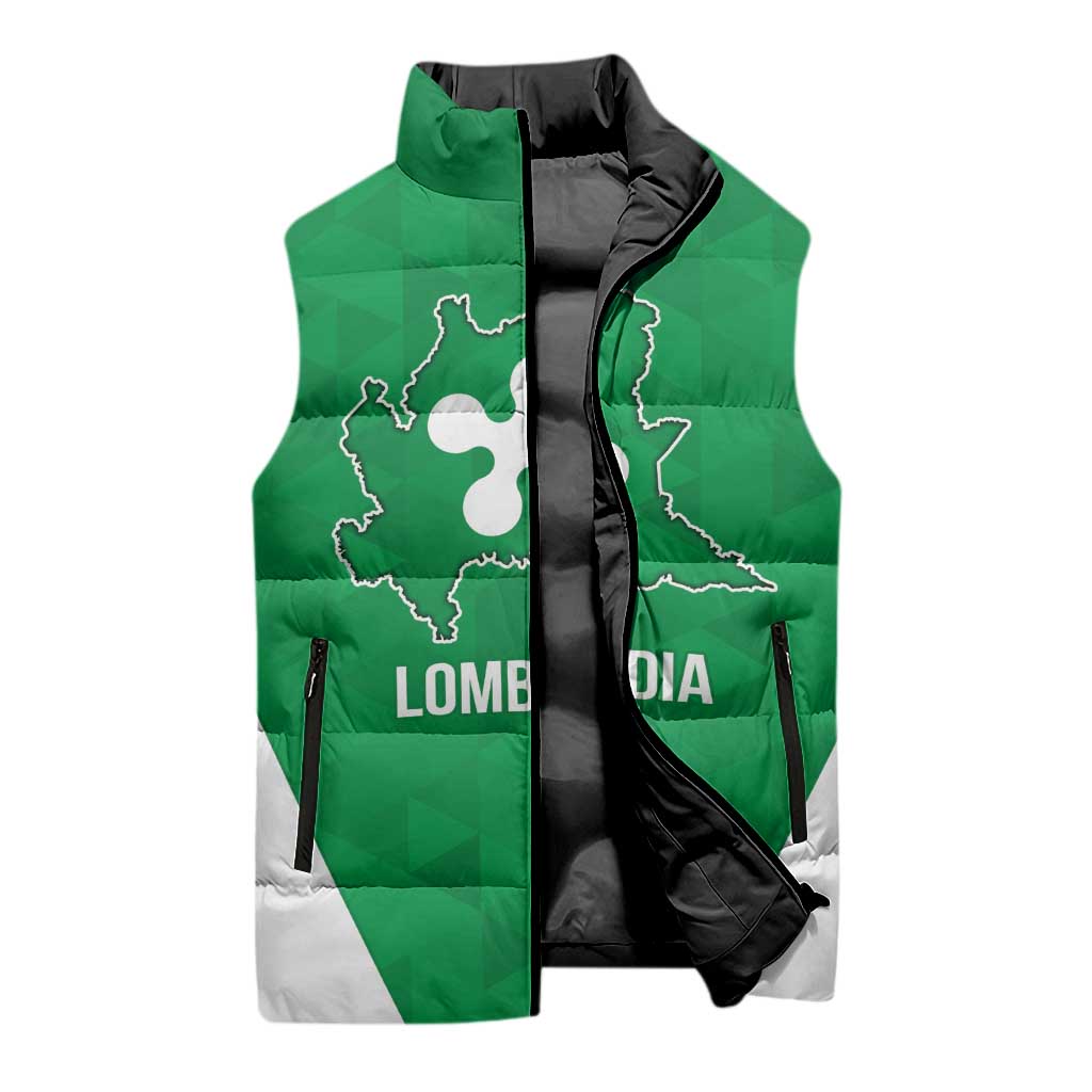 Personalized Italy Lombardy Sleeveless Puffer Jacket Inspiration Flags Style - Wonder Print Shop