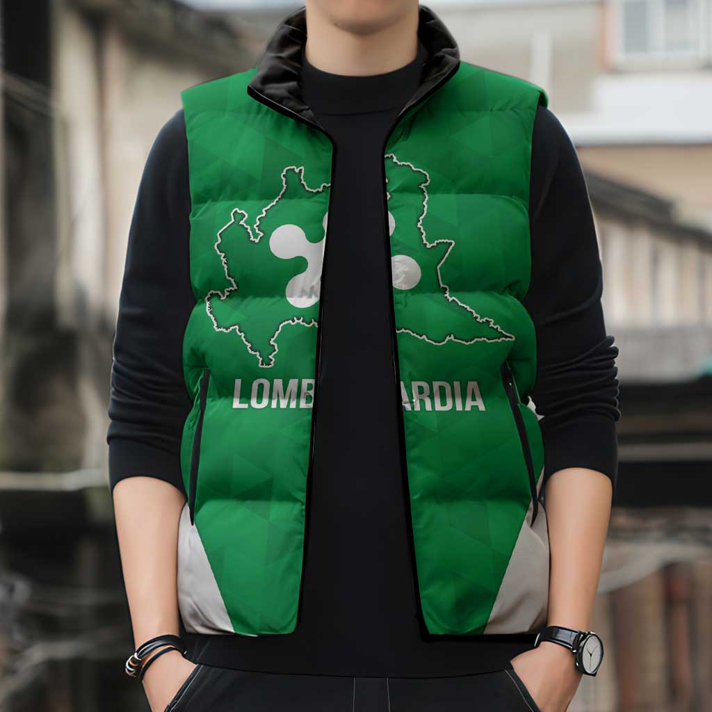 Personalized Italy Lombardy Sleeveless Puffer Jacket Inspiration Flags Style - Wonder Print Shop