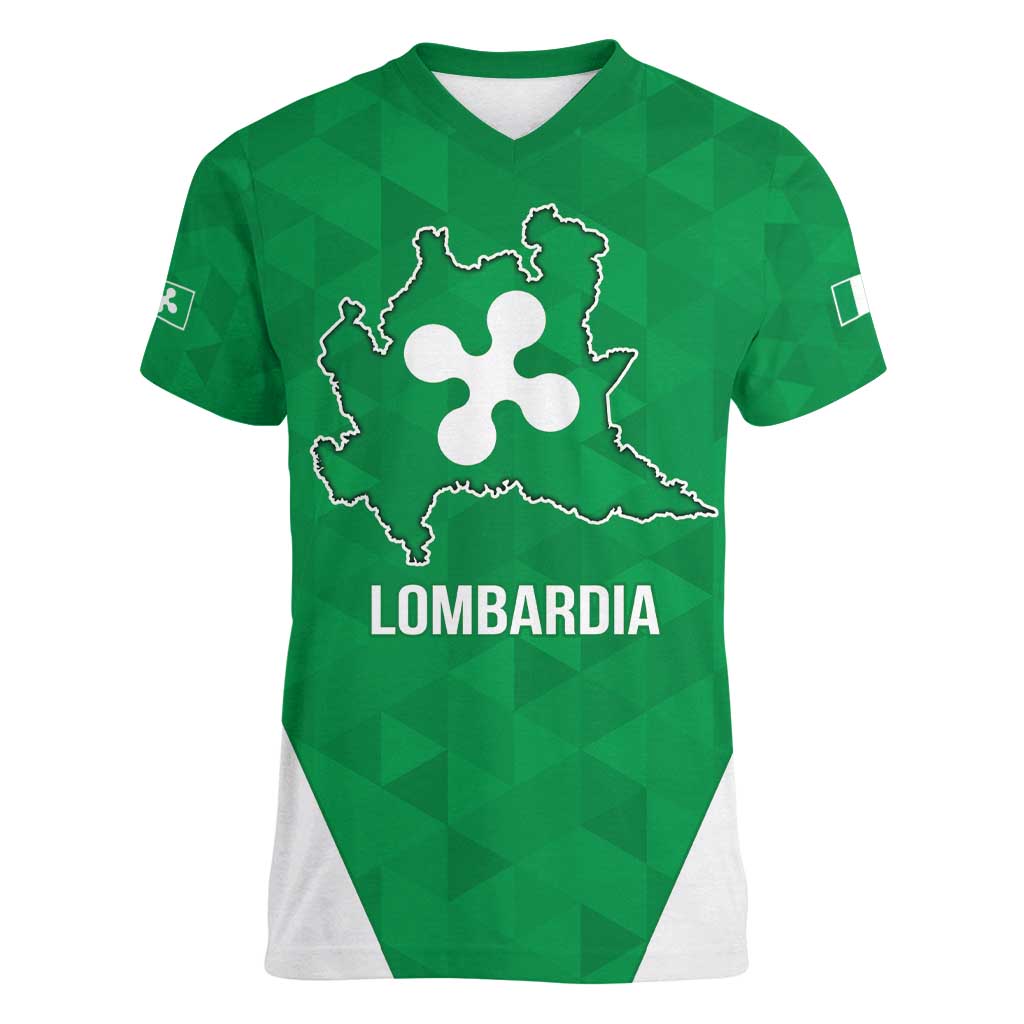 Personalized Italy Lombardy Women V-Neck T-Shirt Inspiration Flags Style