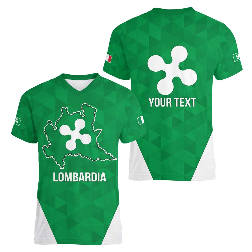 Personalized Italy Lombardy Women V-Neck T-Shirt Inspiration Flags Style