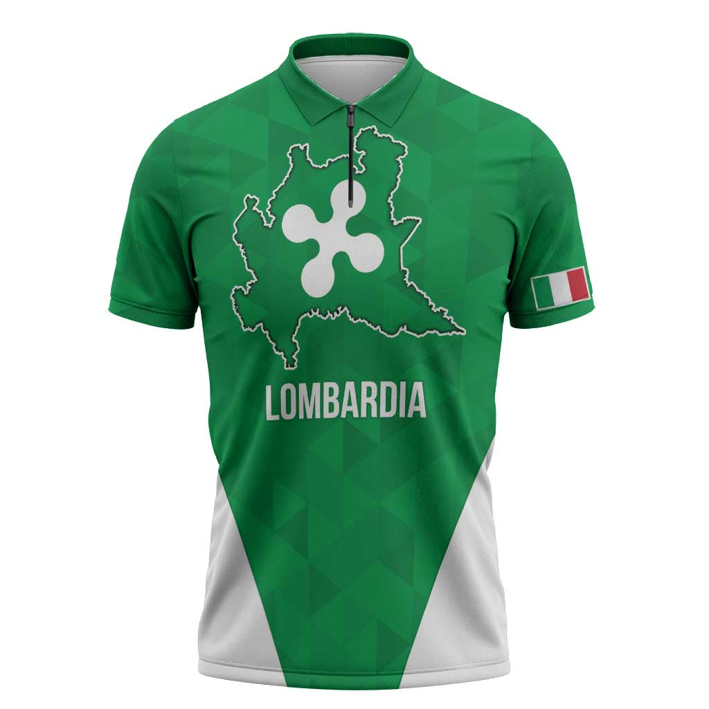 Personalized Italy Lombardy Zipper Polo Shirt Inspiration Flags Style - Wonder Print Shop