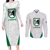 Personalized Italy Marche Couples Matching Long Sleeve Bodycon Dress and Long Sleeve Button Shirt Inspiration Flags Style