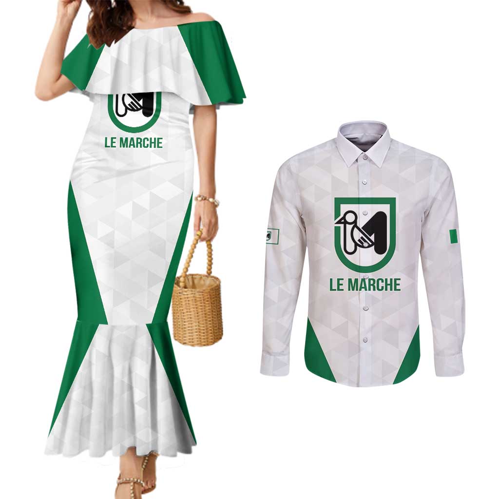 Personalized Italy Marche Couples Matching Mermaid Dress and Long Sleeve Button Shirt Inspiration Flags Style
