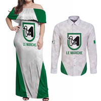 Personalized Italy Marche Couples Matching Off Shoulder Maxi Dress and Long Sleeve Button Shirt Inspiration Flags Style