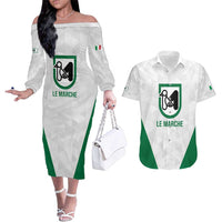 Personalized Italy Marche Couples Matching Off The Shoulder Long Sleeve Dress and Hawaiian Shirt Inspiration Flags Style