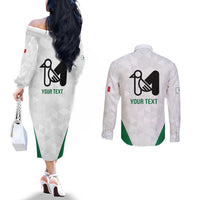 Personalized Italy Marche Couples Matching Off The Shoulder Long Sleeve Dress and Long Sleeve Button Shirt Inspiration Flags Style