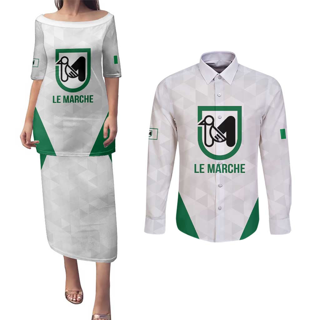 Personalized Italy Marche Couples Matching Puletasi and Long Sleeve Button Shirt Inspiration Flags Style