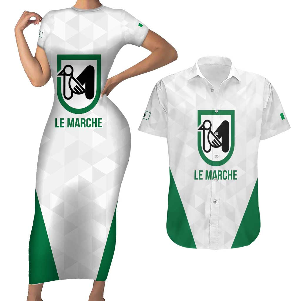 Personalized Italy Marche Couples Matching Short Sleeve Bodycon Dress and Hawaiian Shirt Inspiration Flags Style