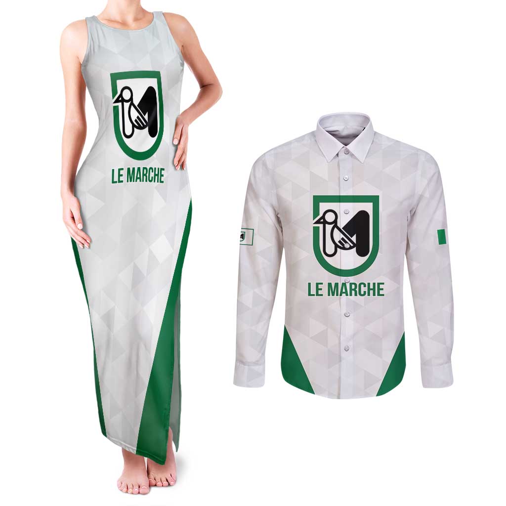 Personalized Italy Marche Couples Matching Tank Maxi Dress and Long Sleeve Button Shirt Inspiration Flags Style