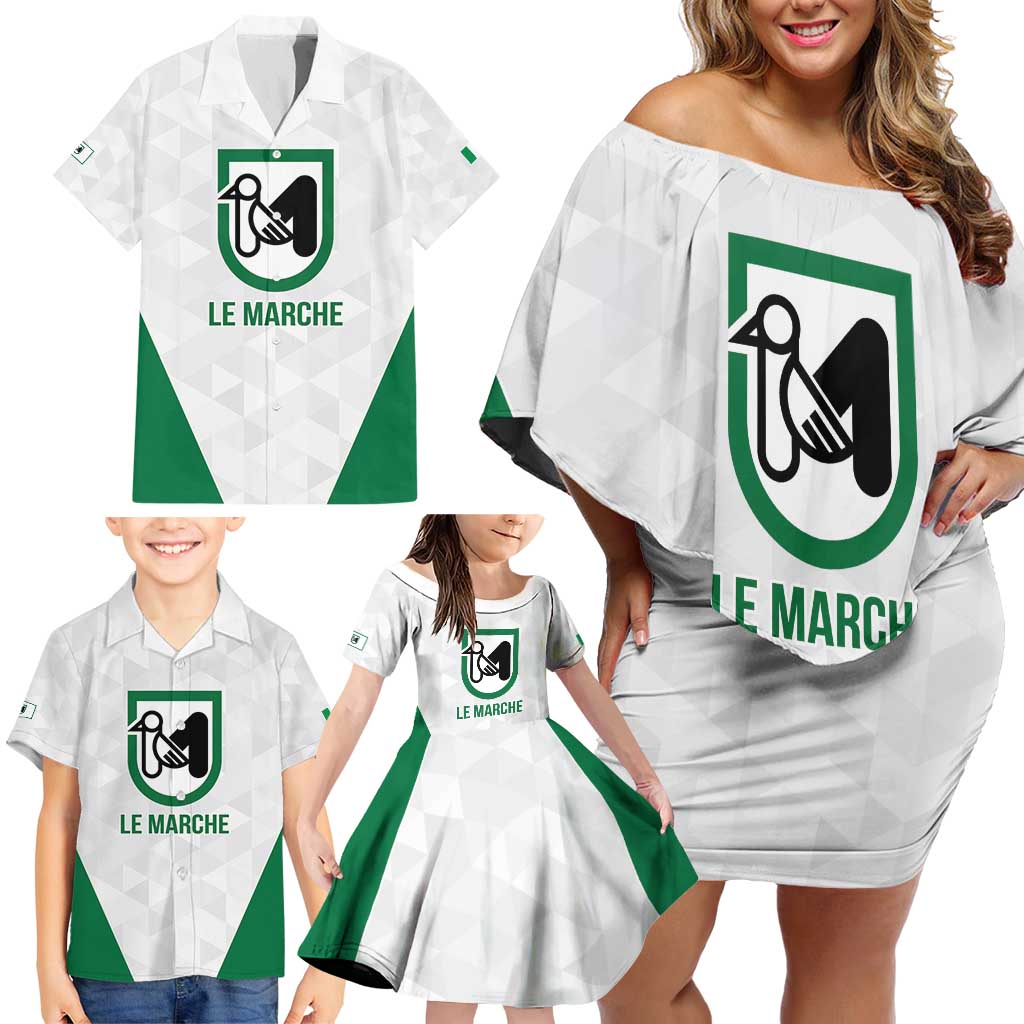 Personalized Italy Marche Family Matching Off Shoulder Short Dress and Hawaiian Shirt Inspiration Flags Style