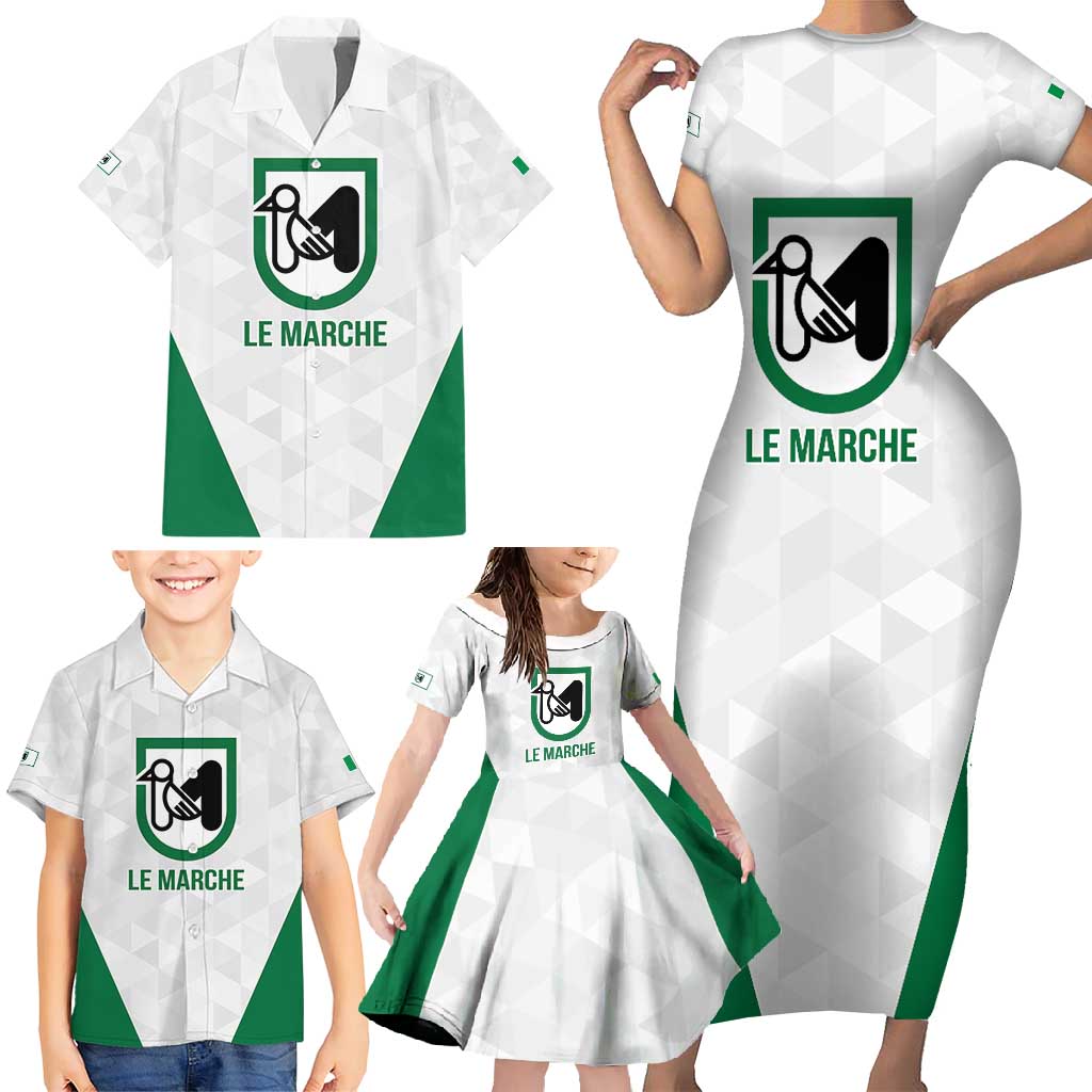 Personalized Italy Marche Family Matching Short Sleeve Bodycon Dress and Hawaiian Shirt Inspiration Flags Style
