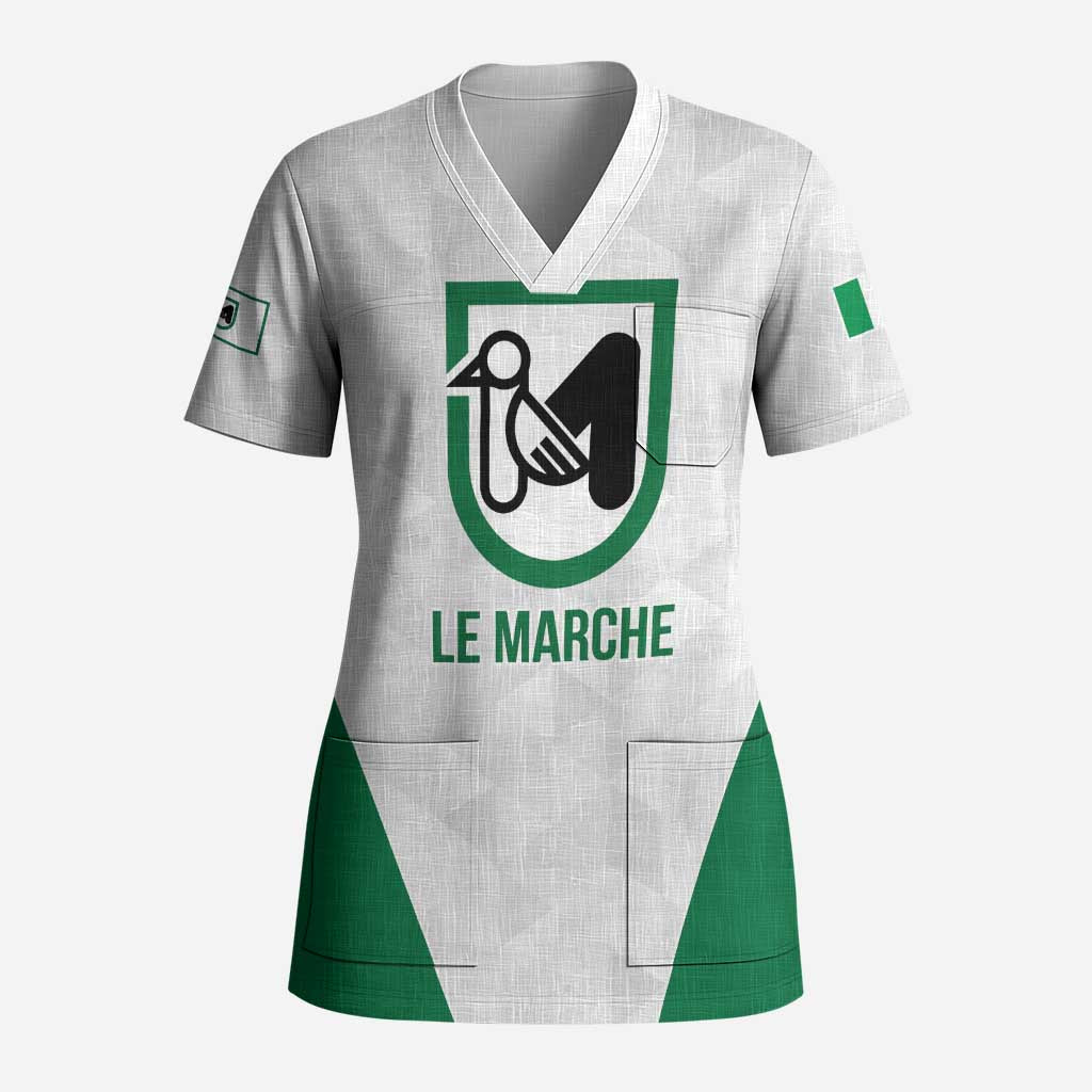 Personalized Italy Marche Scrub Top Inspiration Flags Style - Wonder Print Shop