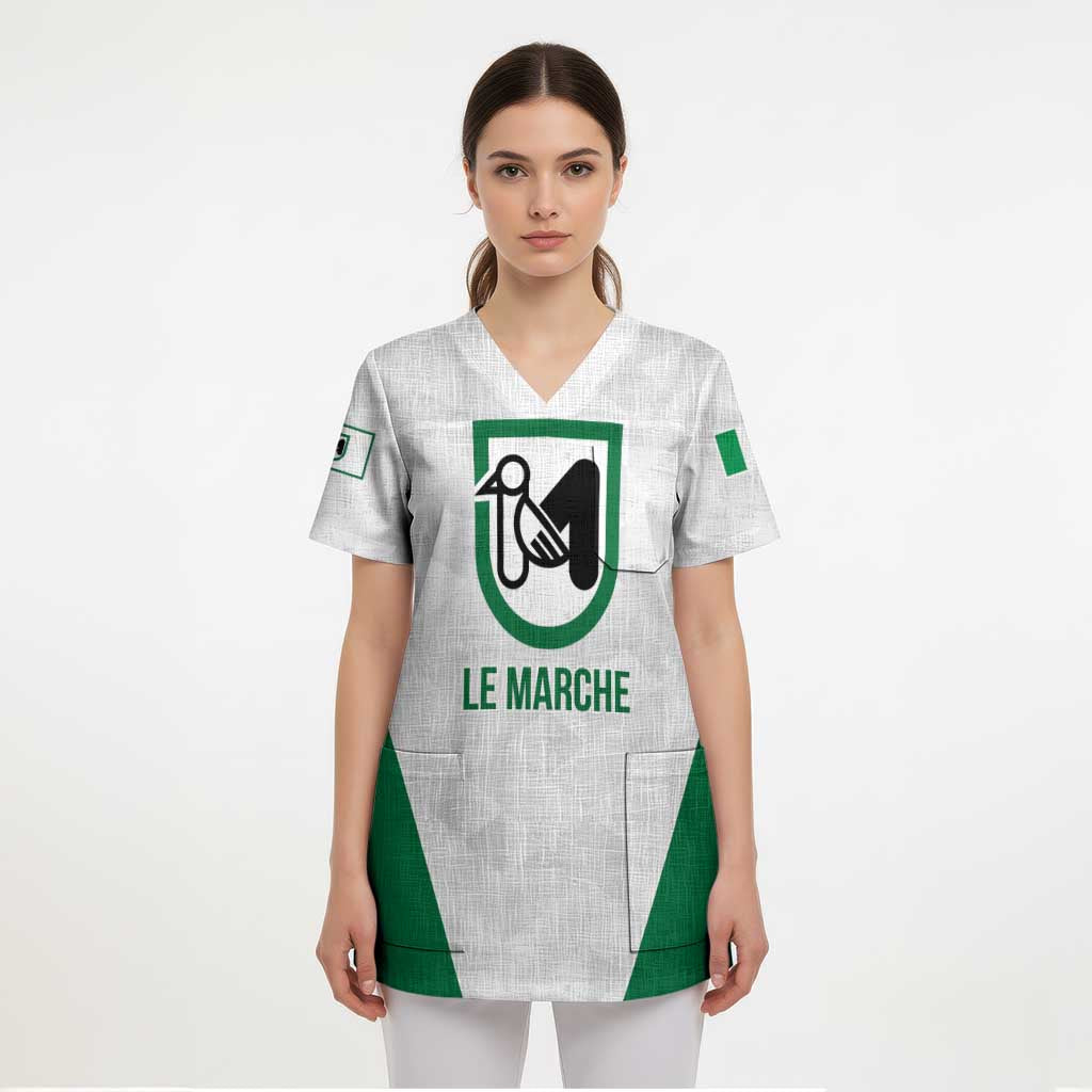 Personalized Italy Marche Scrub Top Inspiration Flags Style - Wonder Print Shop