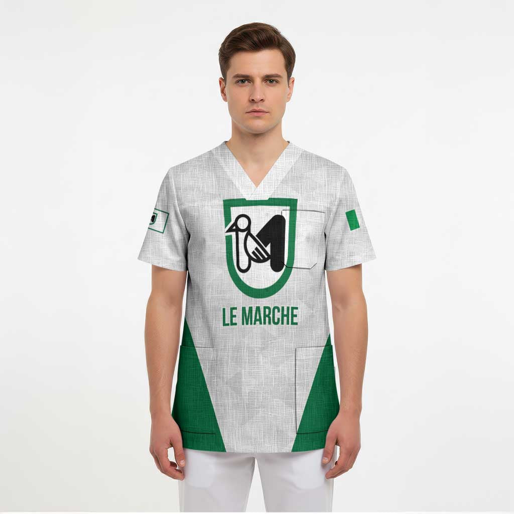 Personalized Italy Marche Scrub Top Inspiration Flags Style - Wonder Print Shop