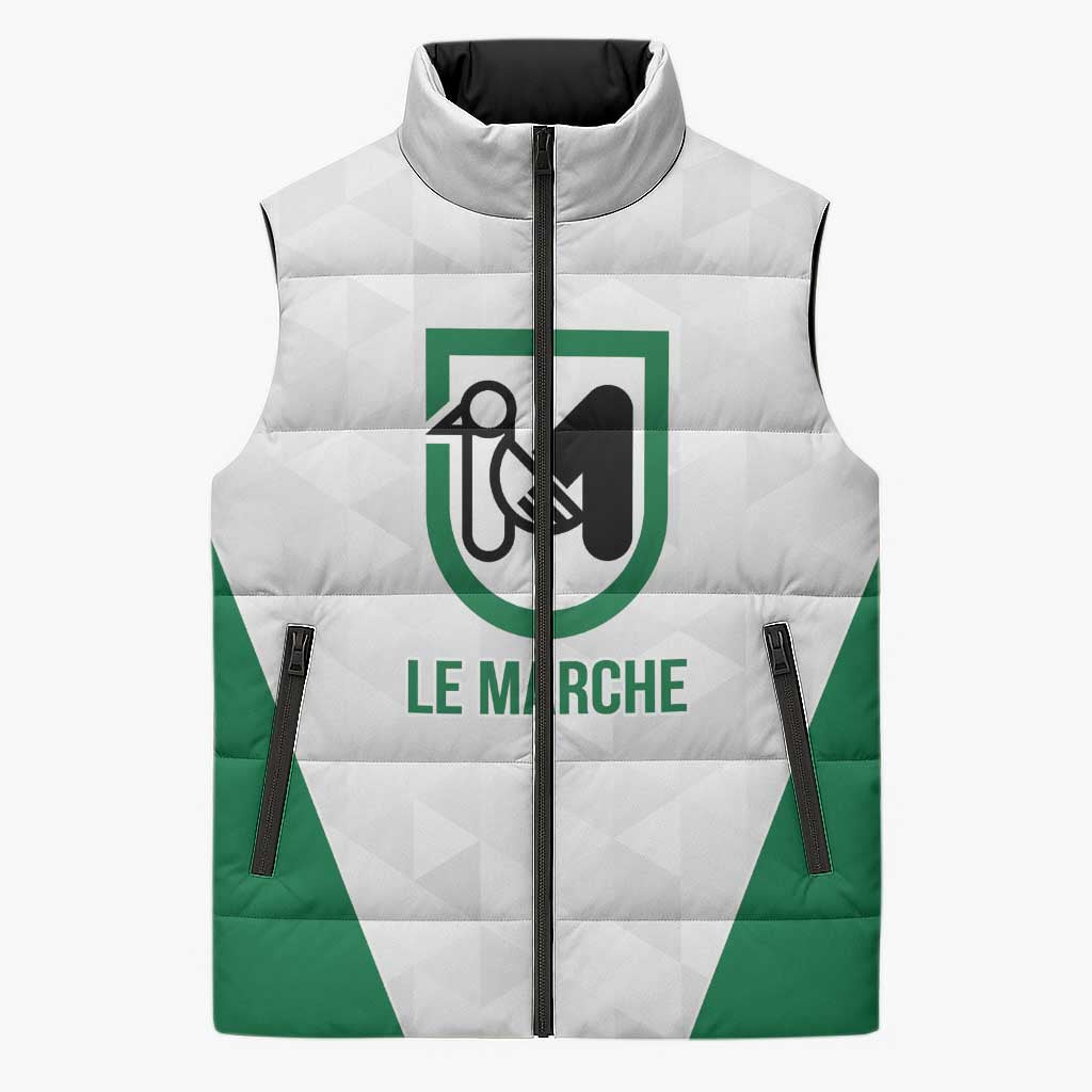 Personalized Italy Marche Sleeveless Puffer Jacket Inspiration Flags Style - Wonder Print Shop