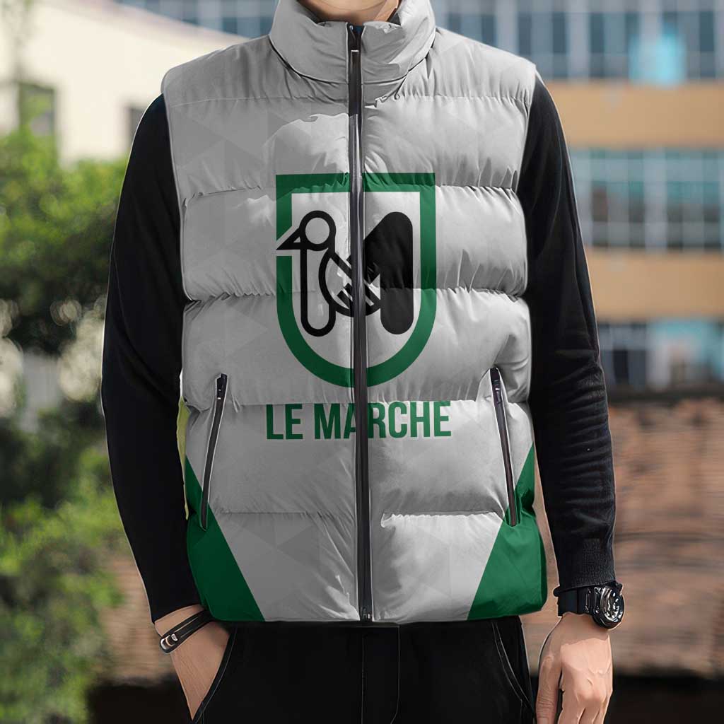 Personalized Italy Marche Sleeveless Puffer Jacket Inspiration Flags Style - Wonder Print Shop