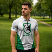 Personalized Italy Marche Zipper Polo Shirt Inspiration Flags Style - Wonder Print Shop