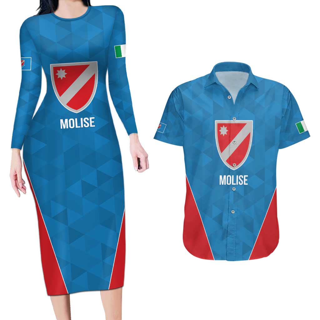 Personalized Italy Molise Couples Matching Long Sleeve Bodycon Dress and Hawaiian Shirt Inspiration Flags Style