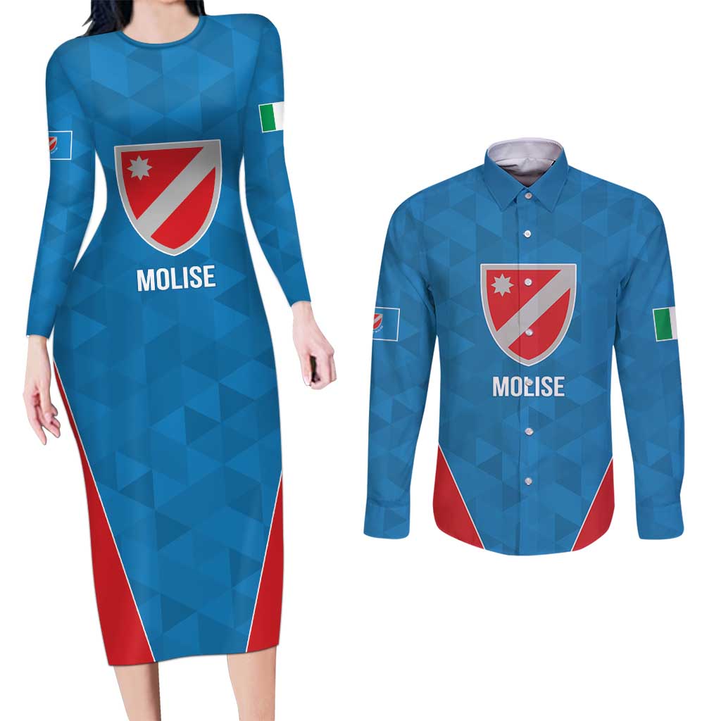 Personalized Italy Molise Couples Matching Long Sleeve Bodycon Dress and Long Sleeve Button Shirt Inspiration Flags Style