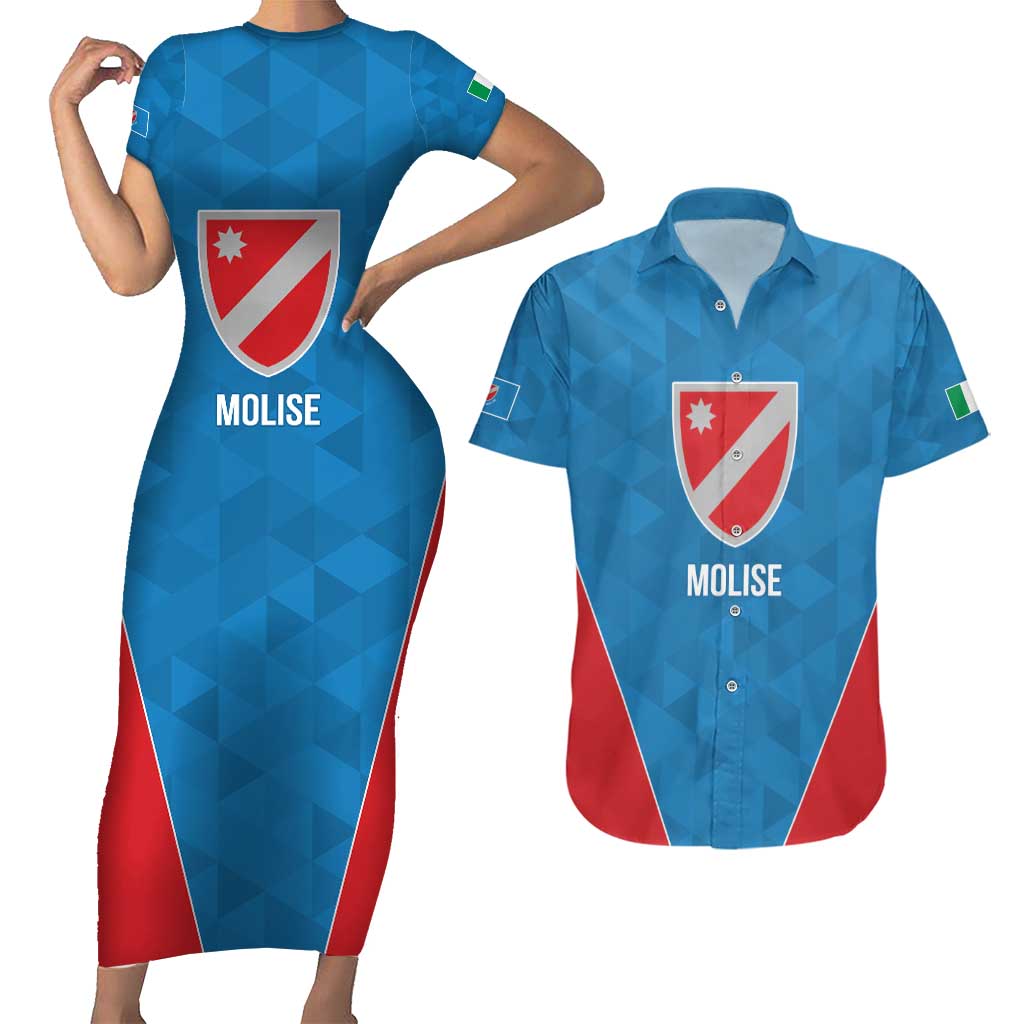 Personalized Italy Molise Couples Matching Short Sleeve Bodycon Dress and Hawaiian Shirt Inspiration Flags Style