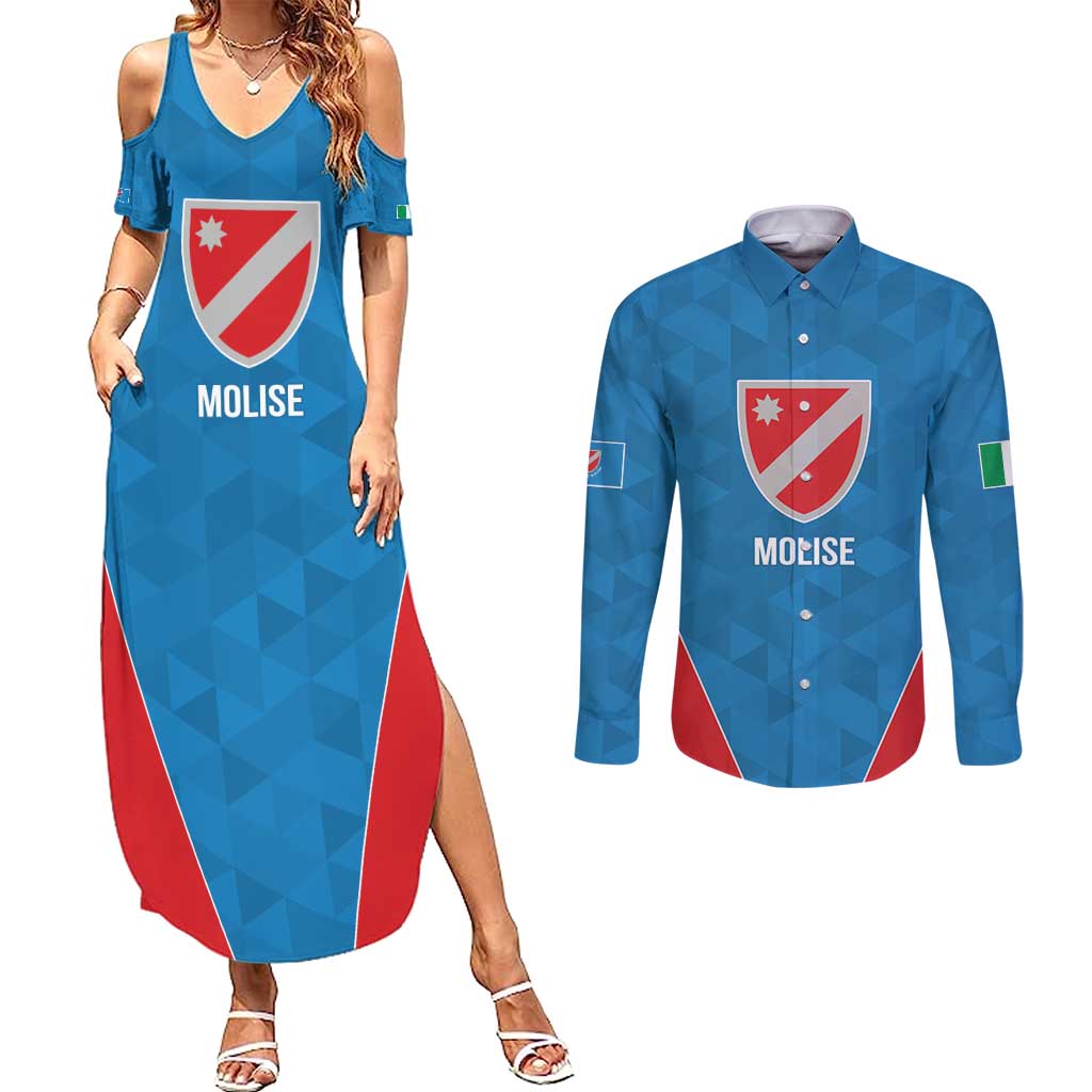 Personalized Italy Molise Couples Matching Summer Maxi Dress and Long Sleeve Button Shirt Inspiration Flags Style