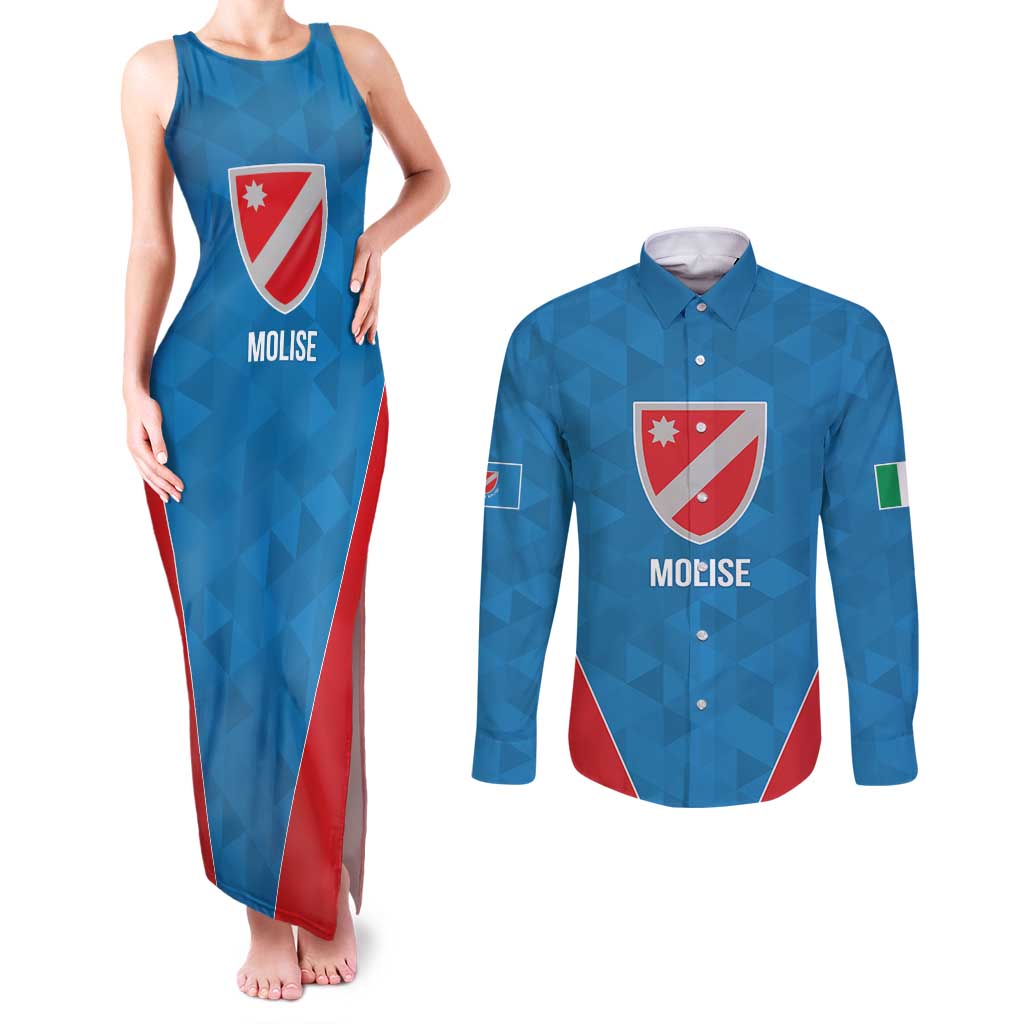 Personalized Italy Molise Couples Matching Tank Maxi Dress and Long Sleeve Button Shirt Inspiration Flags Style