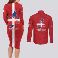 Personalized Italy Piedmont Couples Matching Long Sleeve Bodycon Dress and Long Sleeve Button Shirt Inspiration Flags Style