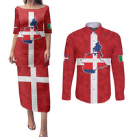 Personalized Italy Piedmont Couples Matching Puletasi and Long Sleeve Button Shirt Inspiration Flags Style