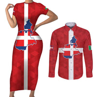 Personalized Italy Piedmont Couples Matching Short Sleeve Bodycon Dress and Long Sleeve Button Shirt Inspiration Flags Style