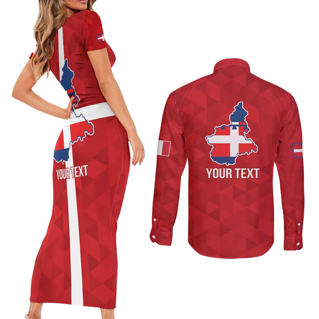 Personalized Italy Piedmont Couples Matching Short Sleeve Bodycon Dress and Long Sleeve Button Shirt Inspiration Flags Style