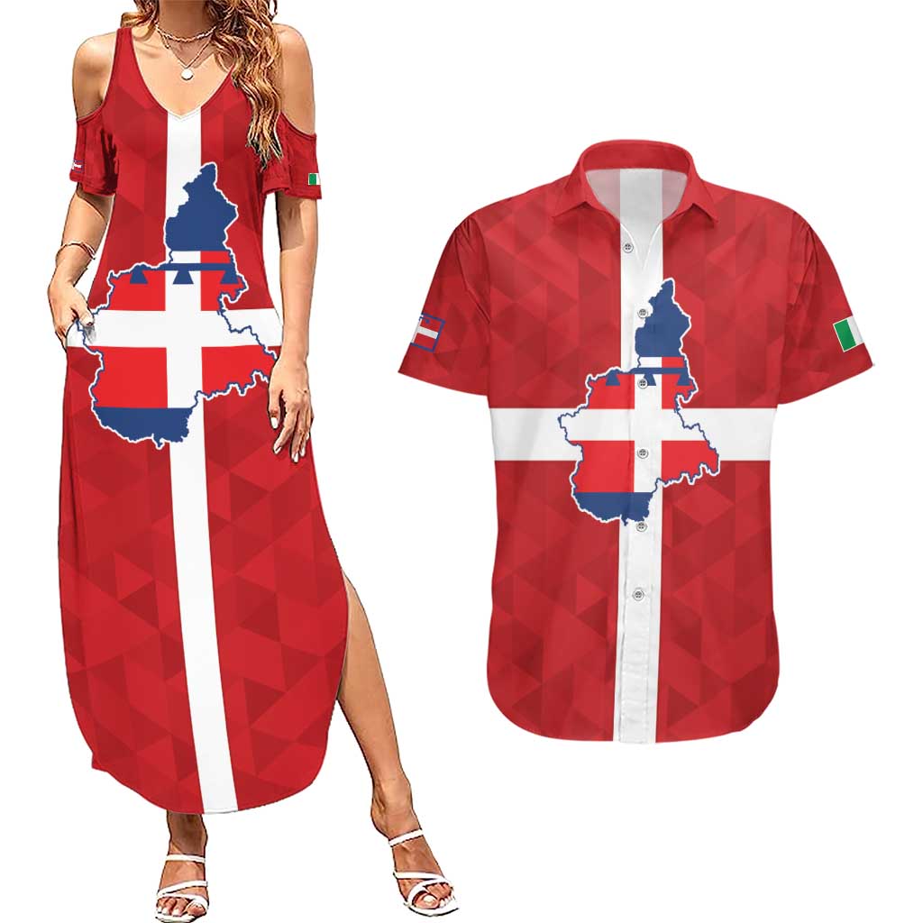 Personalized Italy Piedmont Couples Matching Summer Maxi Dress and Hawaiian Shirt Inspiration Flags Style