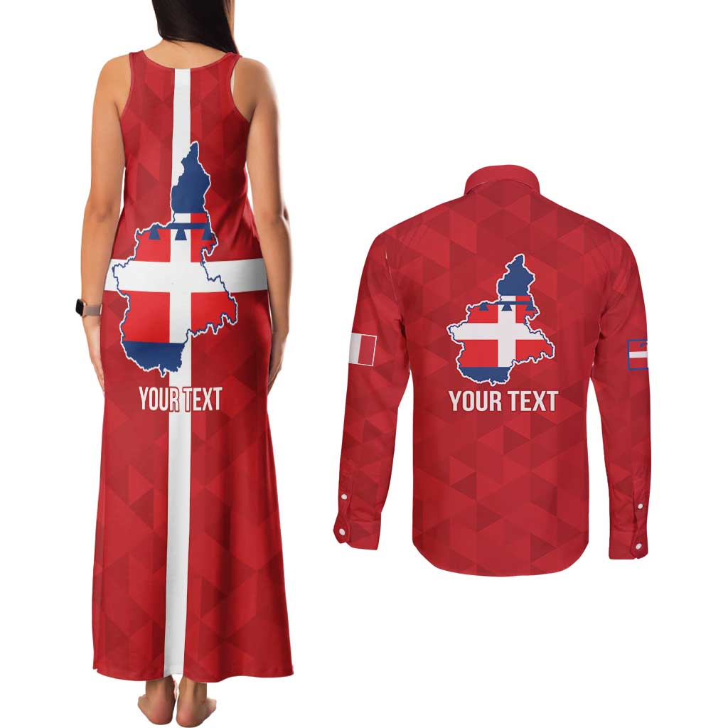 Personalized Italy Piedmont Couples Matching Tank Maxi Dress and Long Sleeve Button Shirt Inspiration Flags Style