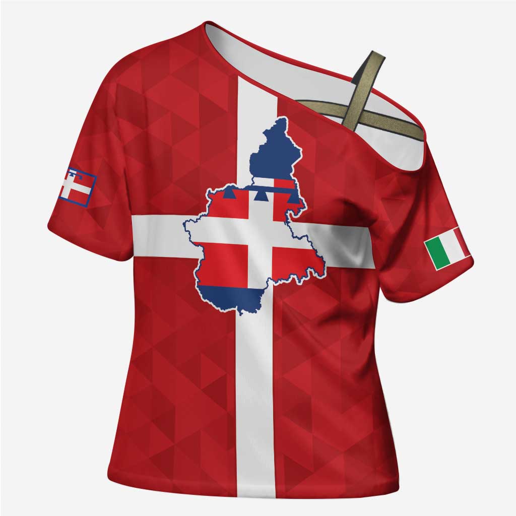 Personalized Italy Piedmont Cross Shoulder Shirt Inspiration Flags Style - Wonder Print Shop