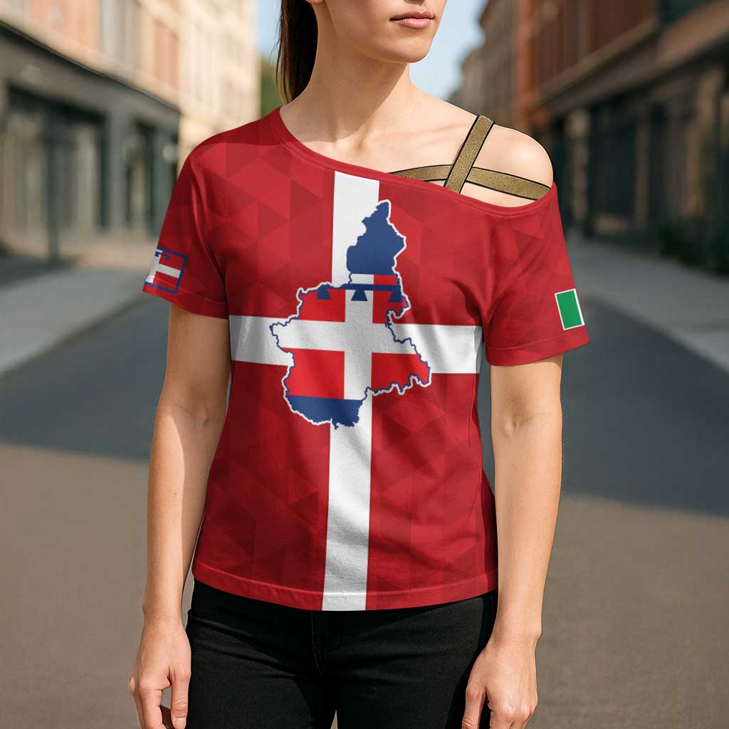 Personalized Italy Piedmont Cross Shoulder Shirt Inspiration Flags Style - Wonder Print Shop