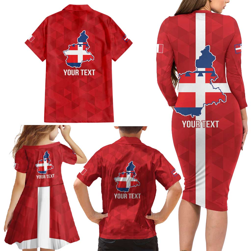 Personalized Italy Piedmont Family Matching Long Sleeve Bodycon Dress and Hawaiian Shirt Inspiration Flags Style