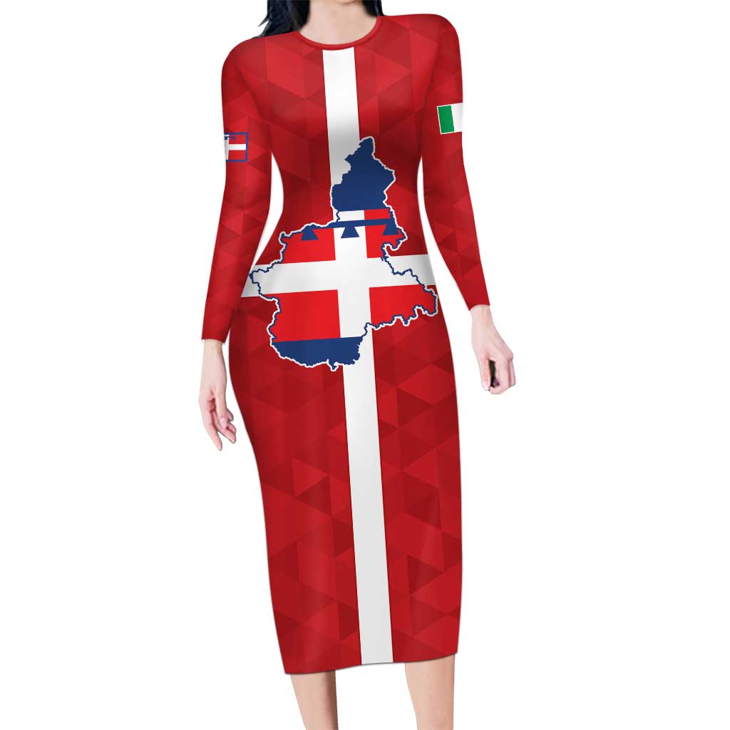 Personalized Italy Piedmont Family Matching Long Sleeve Bodycon Dress and Hawaiian Shirt Inspiration Flags Style