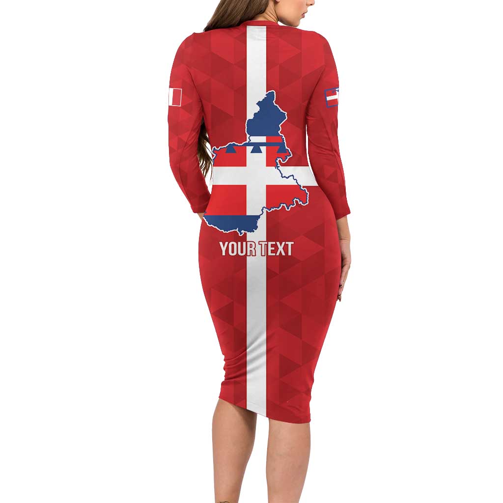 Personalized Italy Piedmont Family Matching Long Sleeve Bodycon Dress and Hawaiian Shirt Inspiration Flags Style