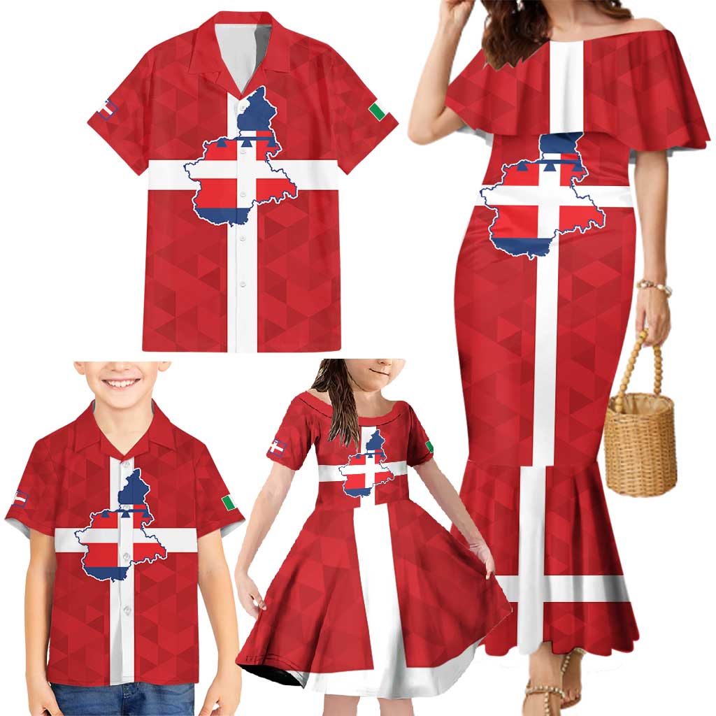 Personalized Italy Piedmont Family Matching Mermaid Dress and Hawaiian Shirt Inspiration Flags Style