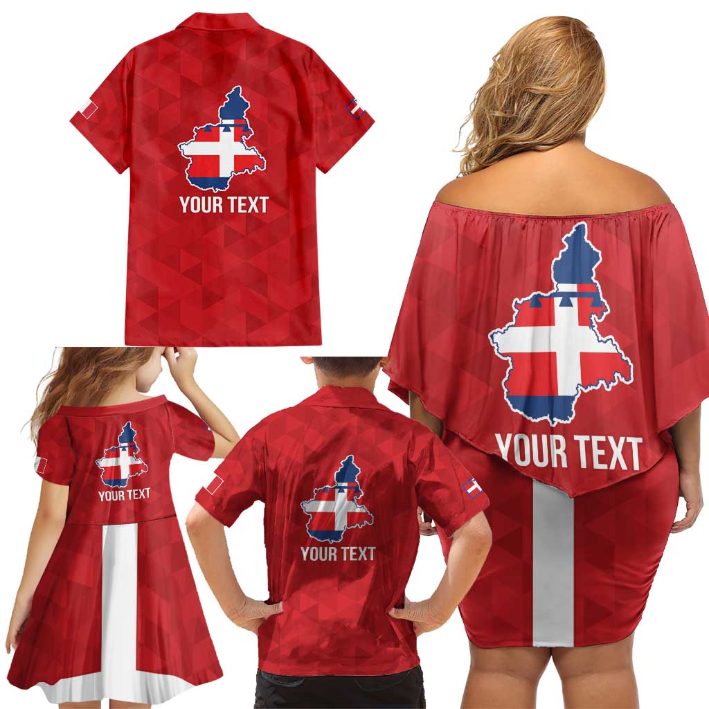 Personalized Italy Piedmont Family Matching Off Shoulder Short Dress and Hawaiian Shirt Inspiration Flags Style