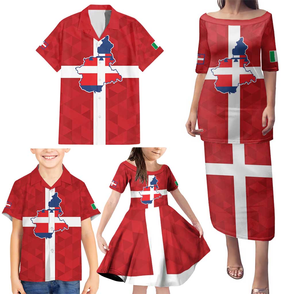 Personalized Italy Piedmont Family Matching Puletasi and Hawaiian Shirt Inspiration Flags Style