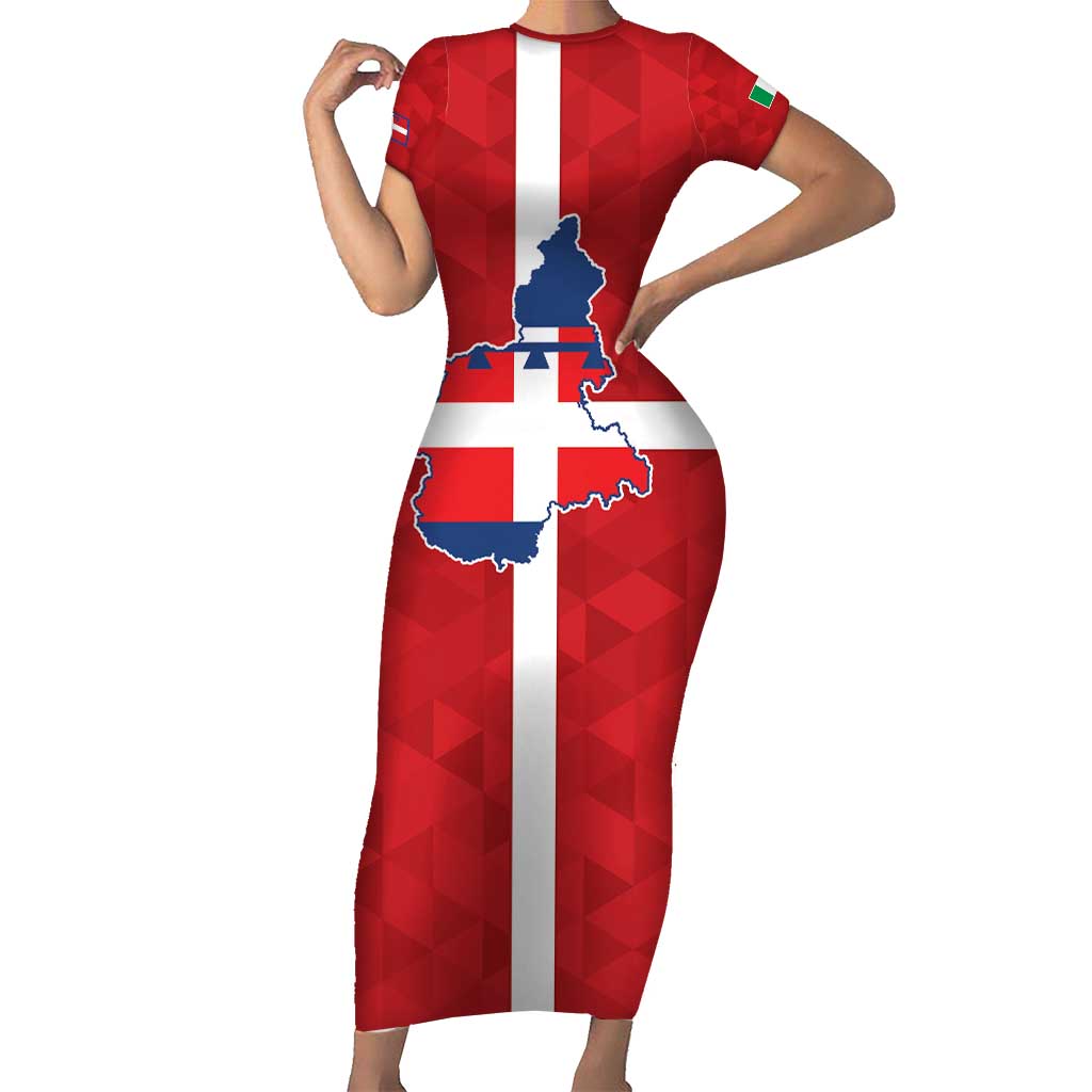 Personalized Italy Piedmont Family Matching Short Sleeve Bodycon Dress and Hawaiian Shirt Inspiration Flags Style